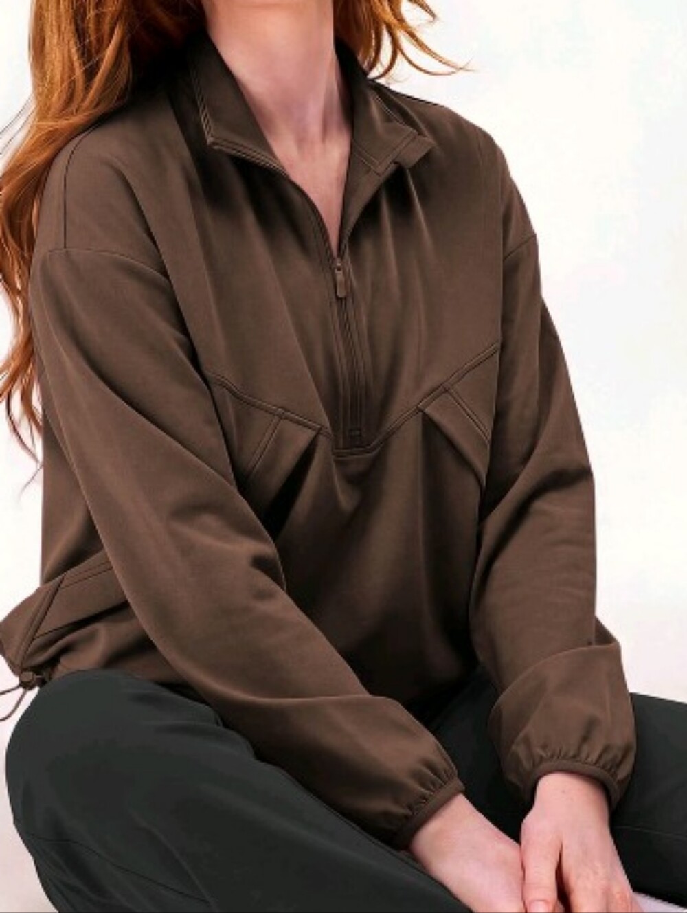 Brown Travel Quarter Zip Pullover Women's Member's Mark X-Small New With Tags